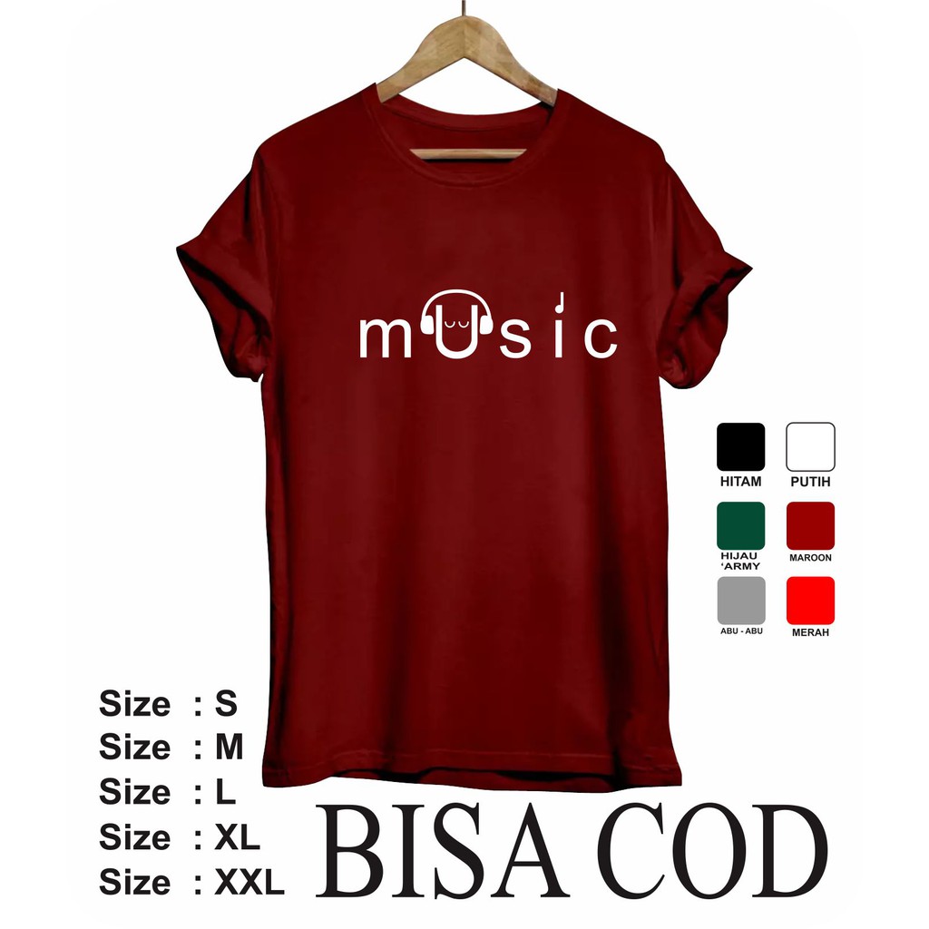 Kaos oblong Distro Pria Wanita / MUSIC / atasan wanita kaos santai baju oblong kekinian unisex COD t