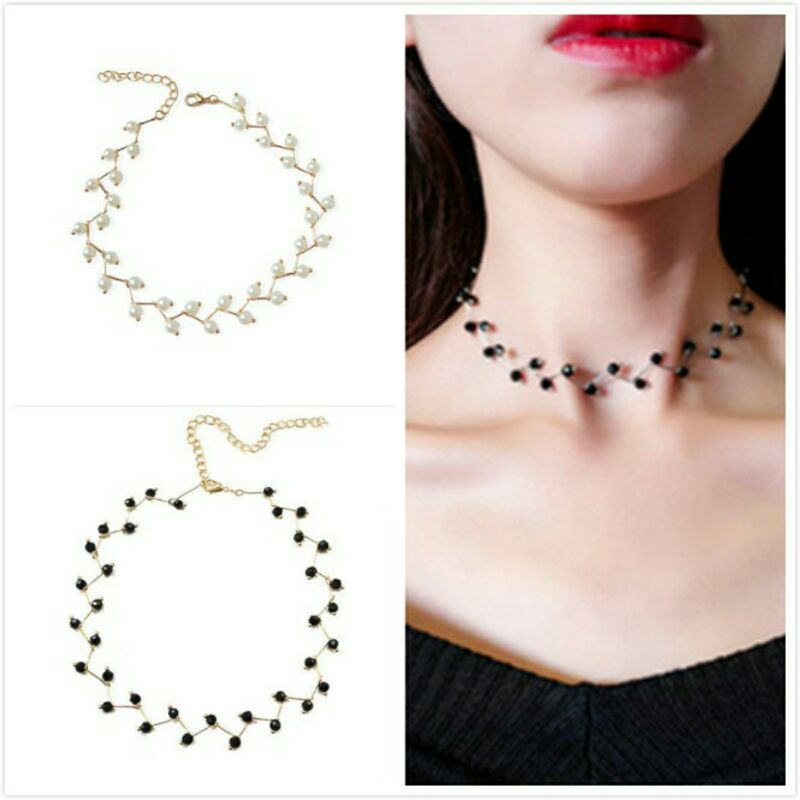 Rully68 Kalung Choker manik manik ziz zaz -kalung ala koreaa