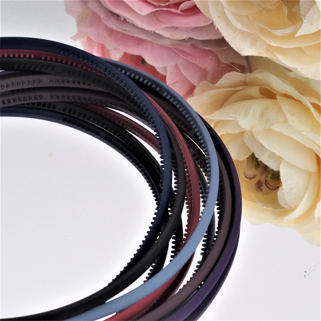 Bando Korea Doff Polos Warna Gelap Matte Bando Lidi Headband Aksesoris Rambut Wanita Pria Murah