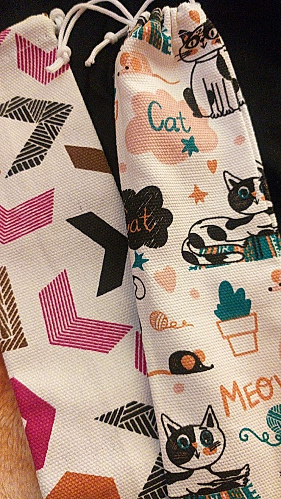 Pouch Kantong Serut Aksesoris / Sedotan Stainless / Kacamata Bahan Bludru Blacu Kanvas Custom Size