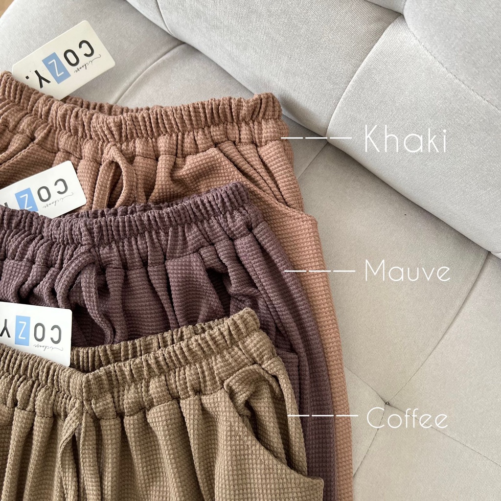 SIVALI Feya Pants - Celana Kulot Waffle Pinggang Karet Wide Leg Cullote 0279