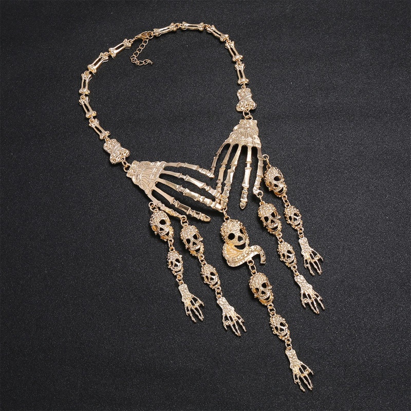 Kalung Choker Hias Liontin Kepala Tengkorak Gaya Vintage Untuk Halloween