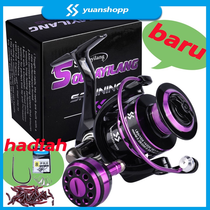 Joran Pancing Set 1.8m 2.1m with 1000-5000 Seties reel power handle Reel  Rasio Gear 5.0:1 Max Drag 5-10KG Joran Pancing 1000-5000 Bahan Metal Untuk Air Laut Alat Pancingan Roda Memancing