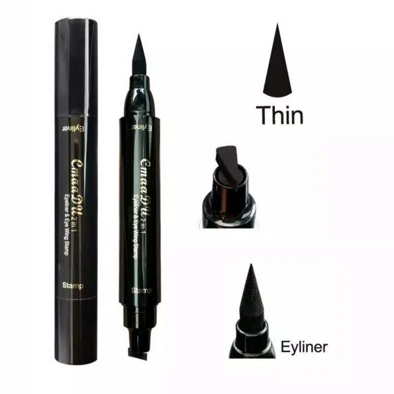 Bisa COD CMAADU Eyeliner 2 Sisi Cepat Kering Sexy Warna Hitam