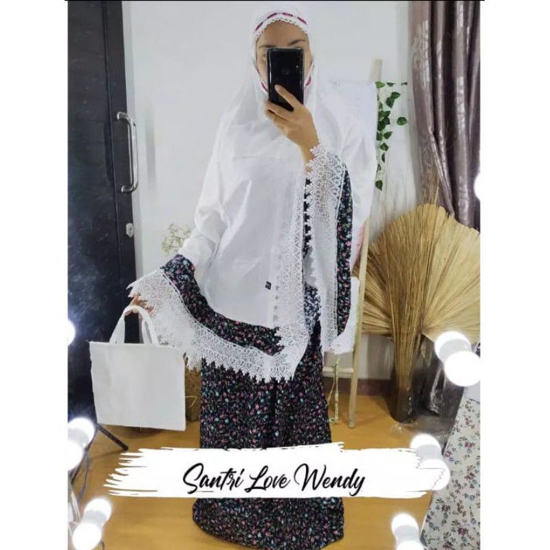 Mukena Dewasa Katun Jepang Santri Variasi Putih Renda Rajut (Banyak Pilihan Motif dan Warna)