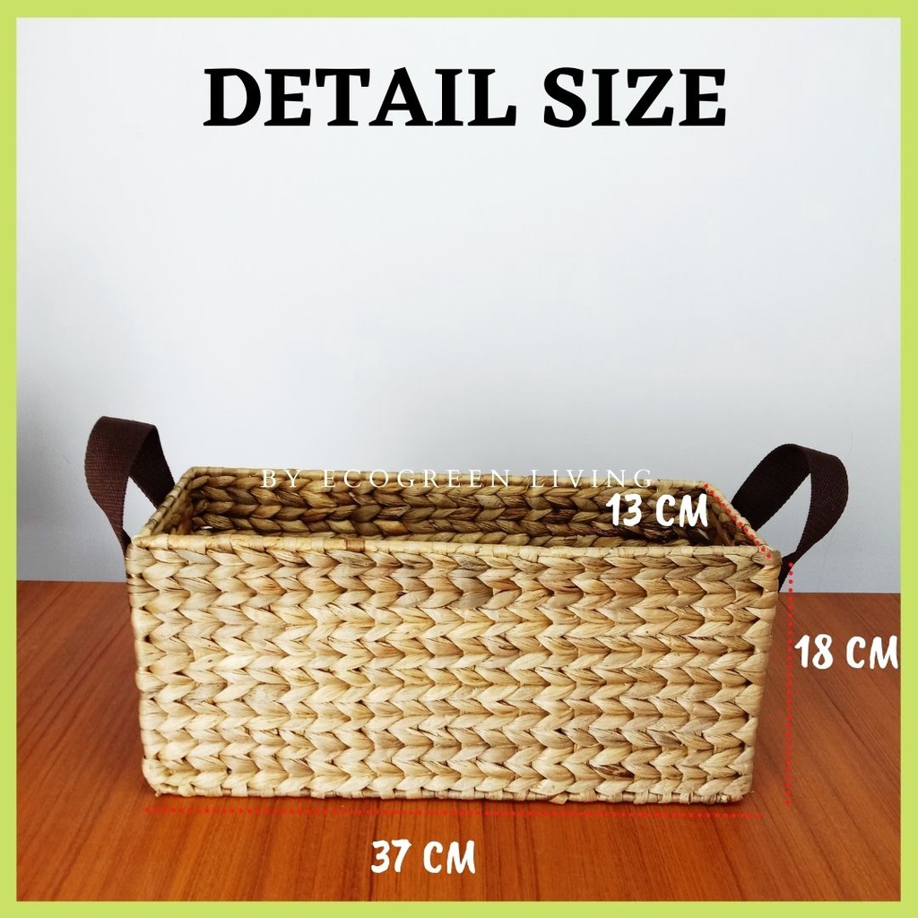 COD - PREMIUM KERANJANG ANYAMAN ENCENG GONDOK WATERHYACINTH SIZE 37 X 13 X 18 CM