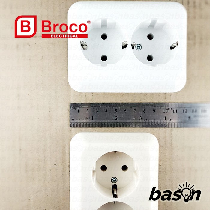 BROCO Gracio 15320 Double Socket Outlet 16A 250V White | Stop Kontak