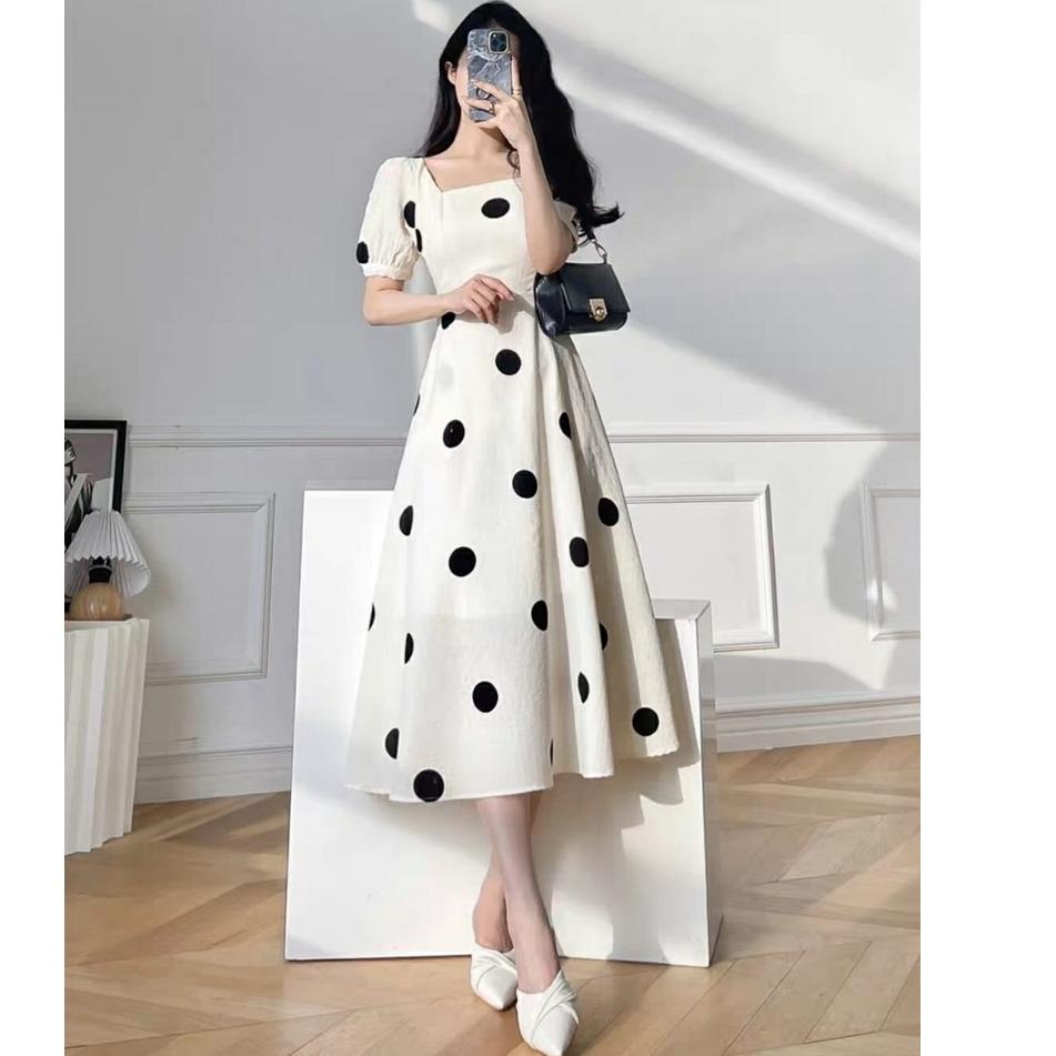 Sale FWG - DRESS FARAH POLKA / DRESS PESTA / DRESS WANITA / LONGDRESS CASUAL