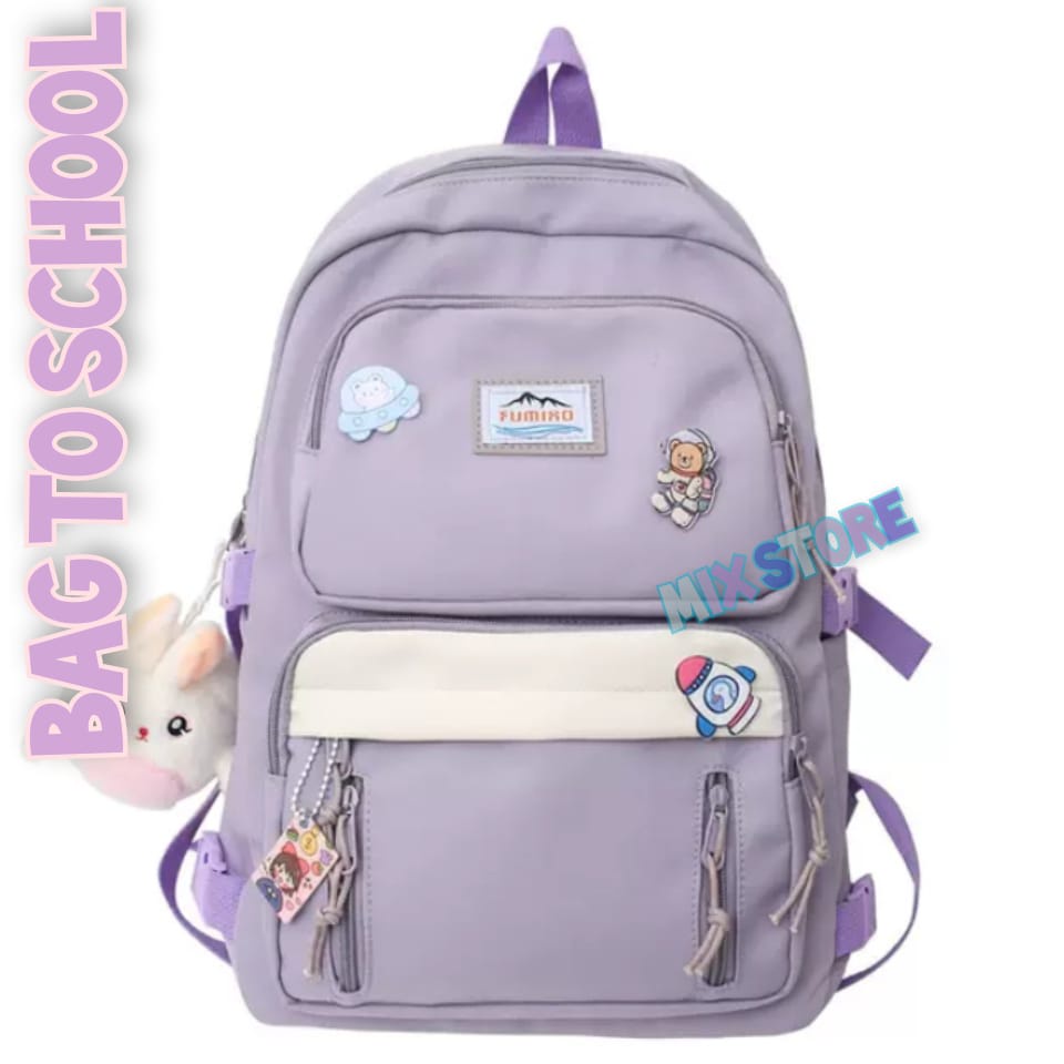 Tas Ransel Wanita Sekolah SD SMP SMK Terbaru K POP Korea Tas Ransel Perempuan Remaja Gadis Gendong Besar Kekinian Terbaru Viral Populer 2022-Ungu