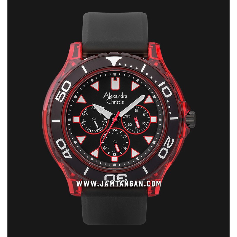 Alexandre Christie AC 6531 MF LIPBARE Men Black Dial Black Rubber Strap