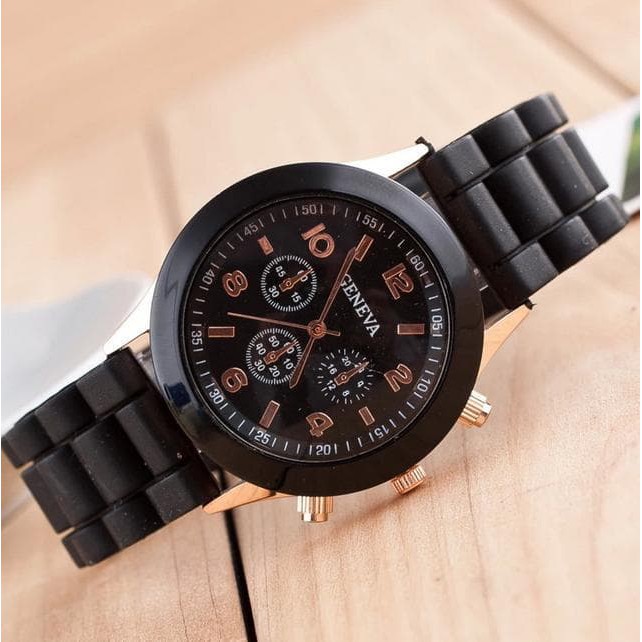 Jam Tangan Wanita / Cewek Geneva Jtr 048 Black