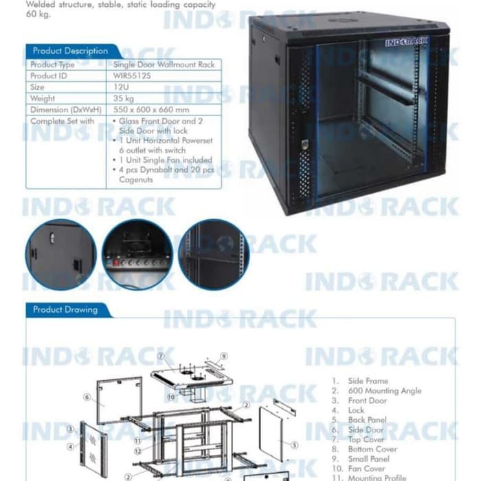 Wallmount Rack Single Door 12U WIR5512S 550mm