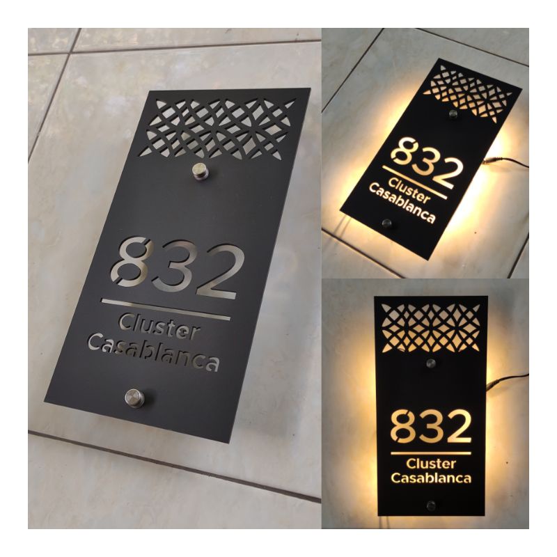 NOMOR RUMAH 1 LEYER ACRYLIC, NOMOR RUMAH 1 LEYER AKRILIK LED. NOMOR RUMAH NYALA.