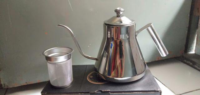 Silver Diamond Coffee Kettle Pour Over Gooseneck Teko Leher Angsa Kopi