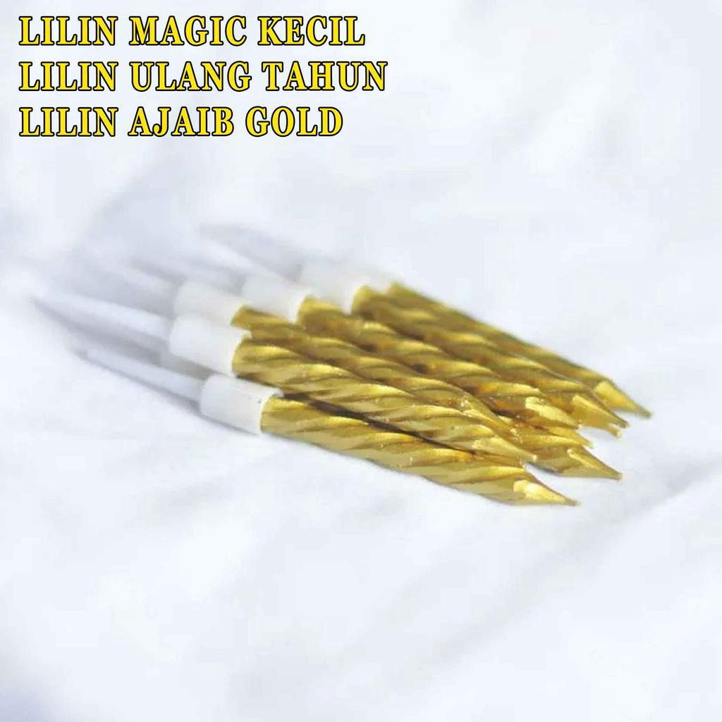 Lilin Ulang Tahun* Lilin Magic* Lilin Ajaib Gold* Isi 10pcs