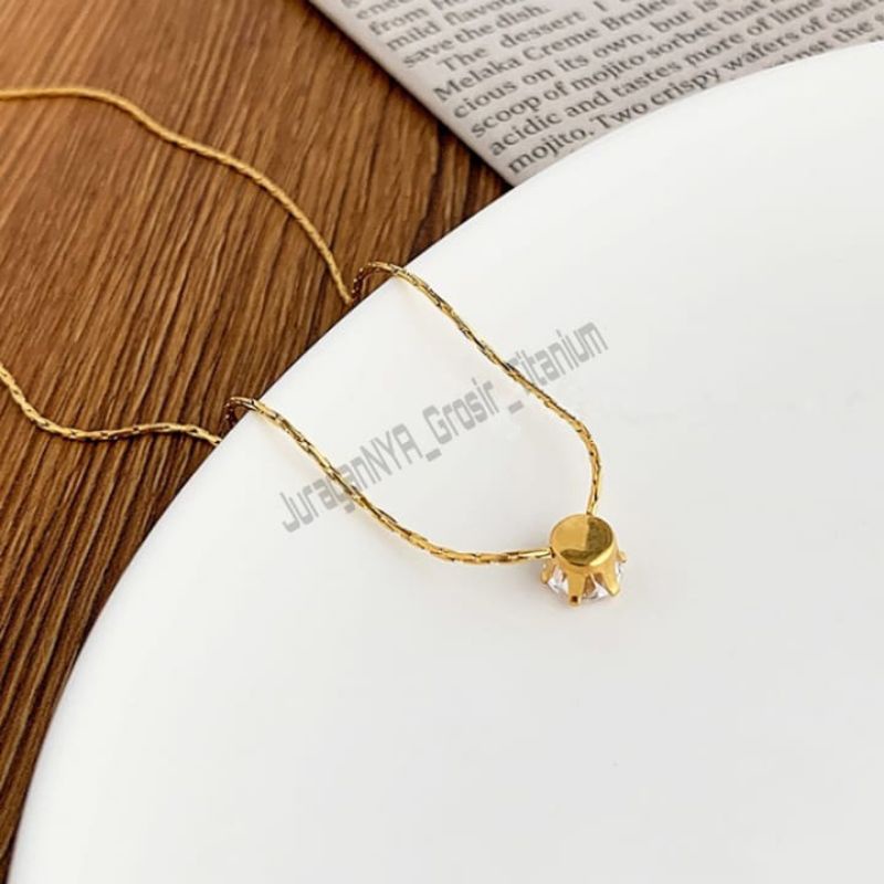 Kalung Titanium Mata Satu Itali Super Cantik Anti Karat Anti Luntur