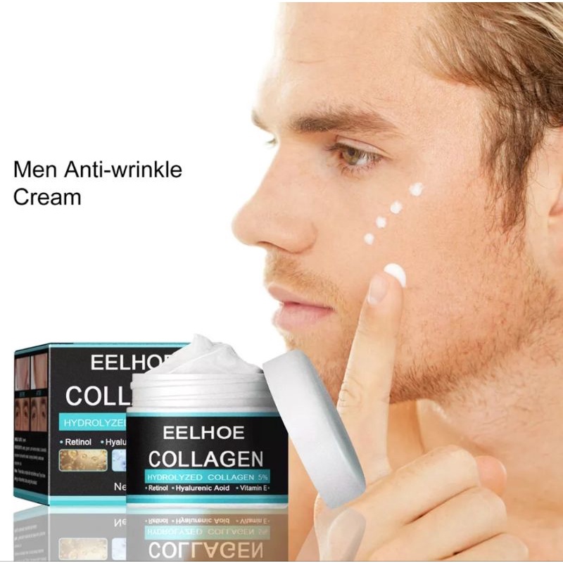 EELHOE COLLAGEN KRIM ANTI PENUAAN KRIM WAJAH PELEMBAB ASAM HYALURONIC ANTI KERIPUT  PEMUTIH KOLAGEN PRIA-50gr