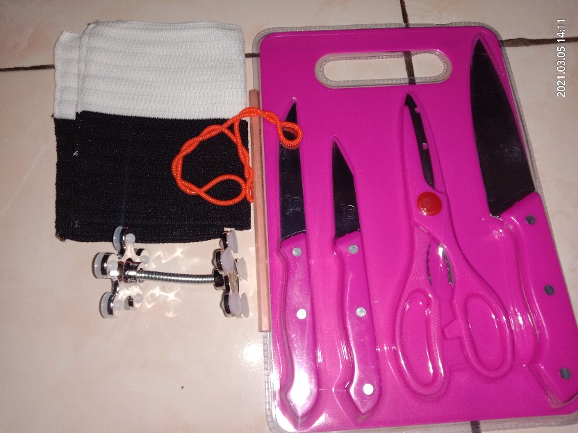 Set Pisau Dapur Plus Talenan/set Pisau Dapur 5 In 1