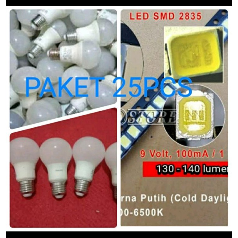 led smd 25pcs 2835-3528 pengganti lampu led philips osram hannock 9vol 120ma 1wat
