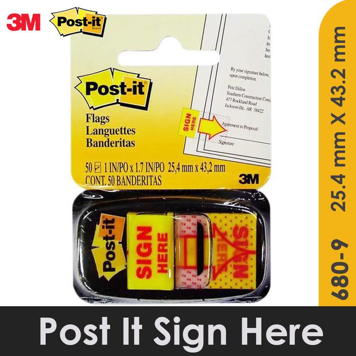 

3M post it 680 09 sign here printed flag