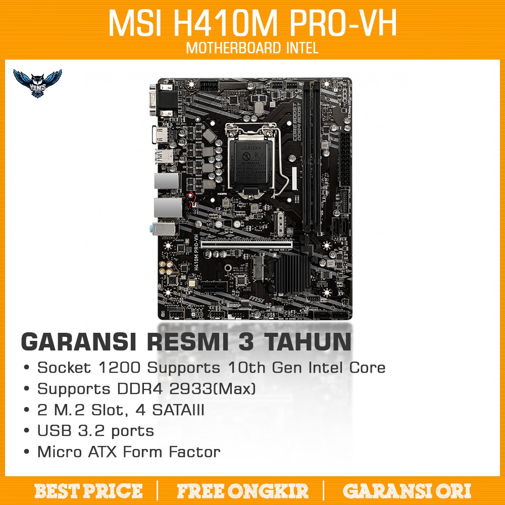 MSI H410M PRO-VH LGA1200 mATX MOTHERBOARD INTEL