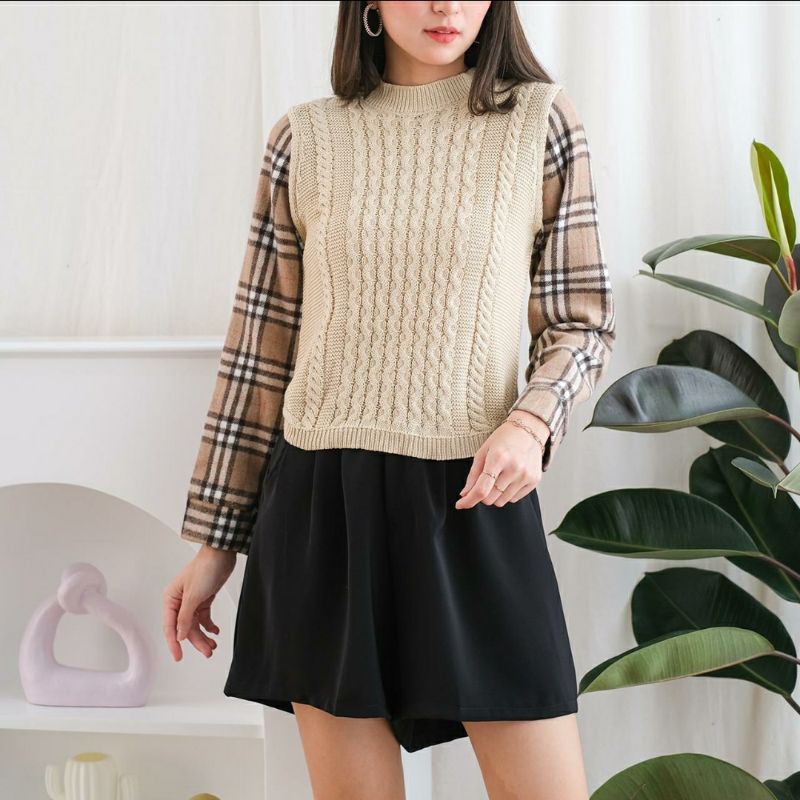 RAF Pakaian Wanita Blouse Sweater Korea ( Yunabi Burberry )