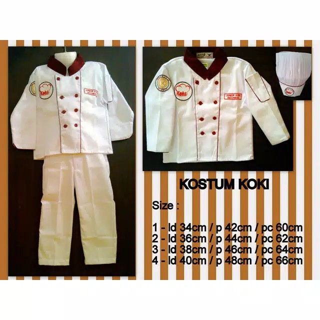 Seragam Profesi Anak Koki Cilik Baju Kostum Chef Setelan