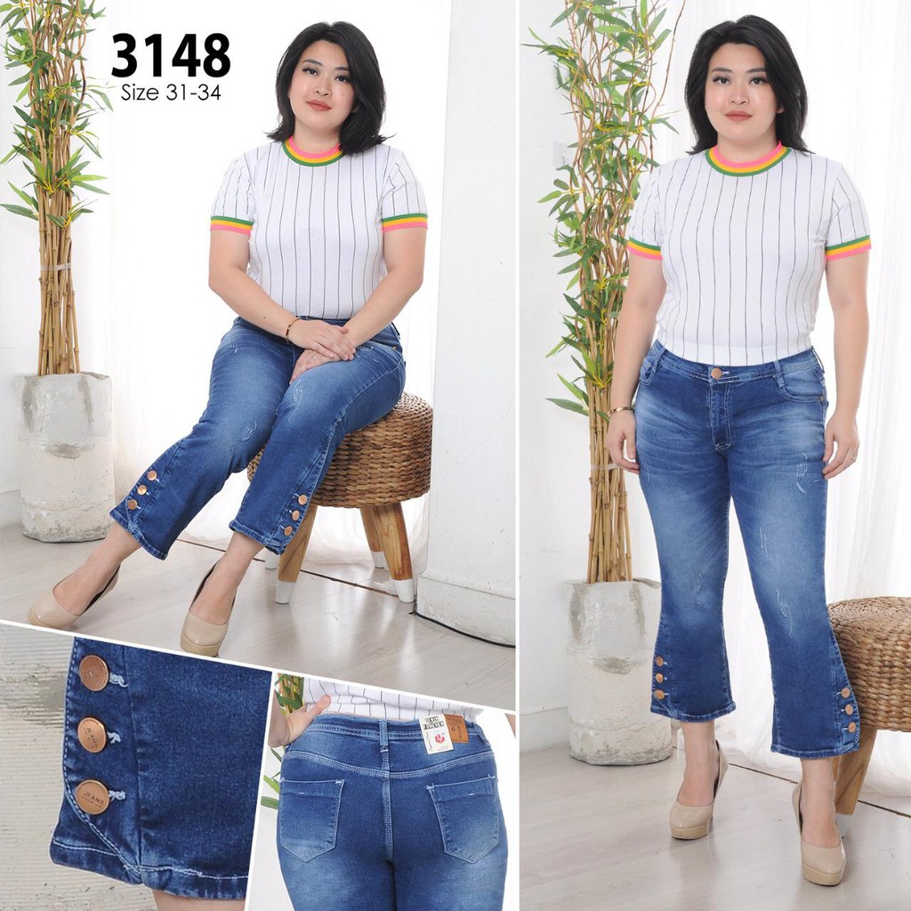 Celana Jeans Wanita Cutbray 7/9 Kancing Samping 27-30 31-34 Bisa bayar Ditempat(COD)