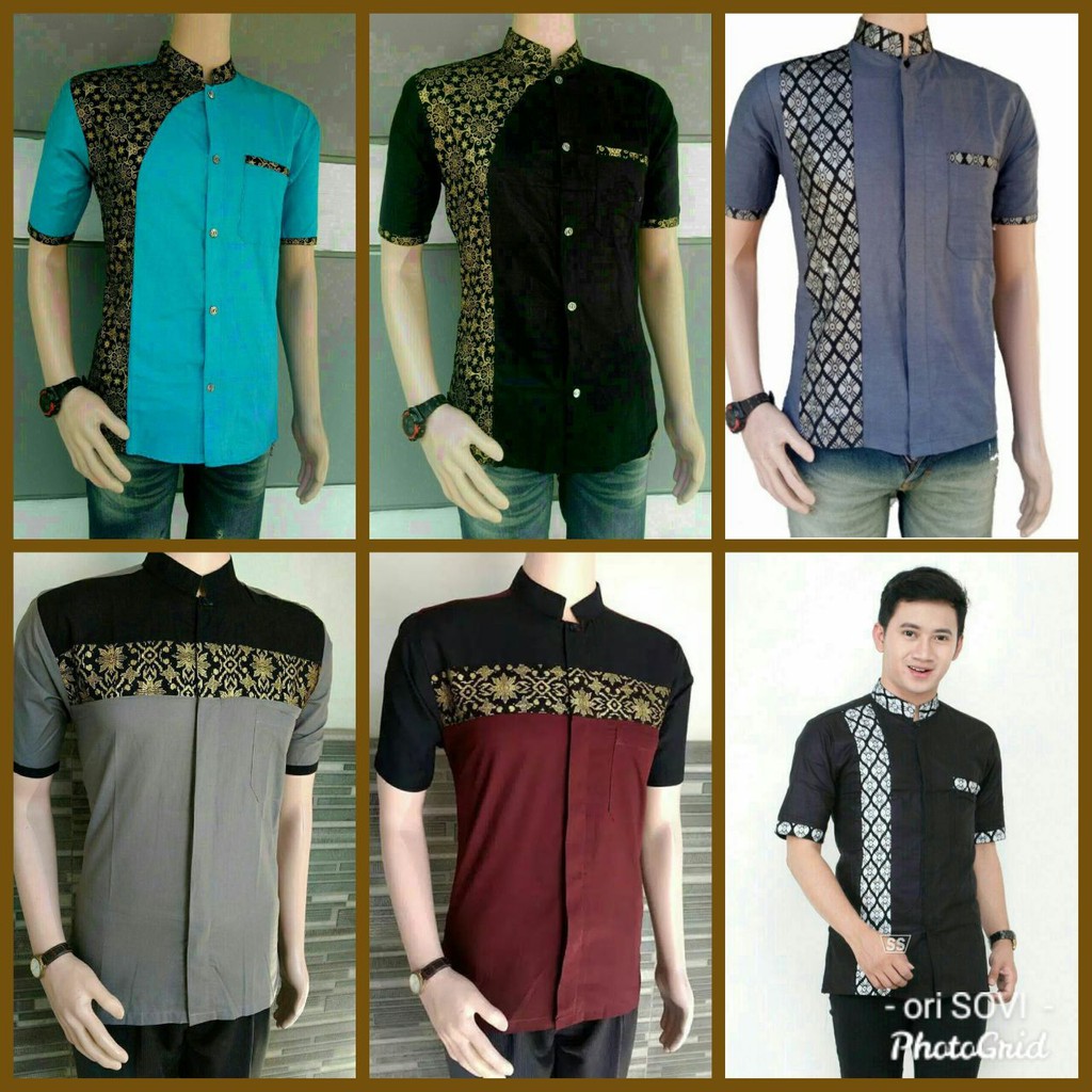 JAWAN KATUN LENGAN PENDEK KOMBINASI BATIK MODEL HEM KOKO M L XL
