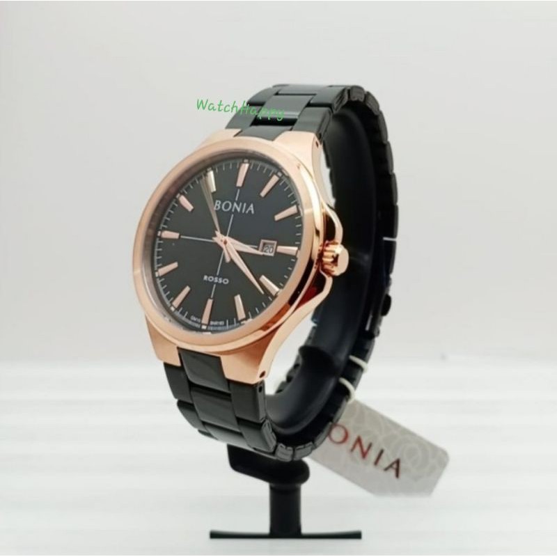 WatchHappy Bonia BNR183-1532 BNR 183 BNR 183 Men Watch Black Rose Gold Stainless Steel 100%Original