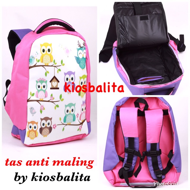 TAS RANSEL ANAK ANTI MALING DENGAN RAIN COAT &amp; TEMPAT LAPTOP/ tas anak sekolah/tas travelling