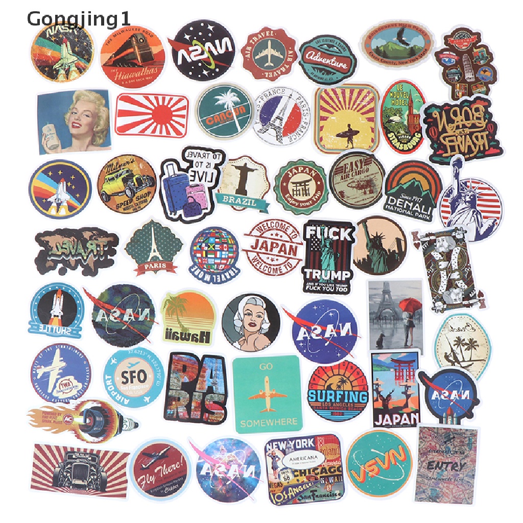 Gongjing1 50Pcs Stiker Fantasi Warna Warni Untuk Scrapbook / Koper / Laptop / Gitar