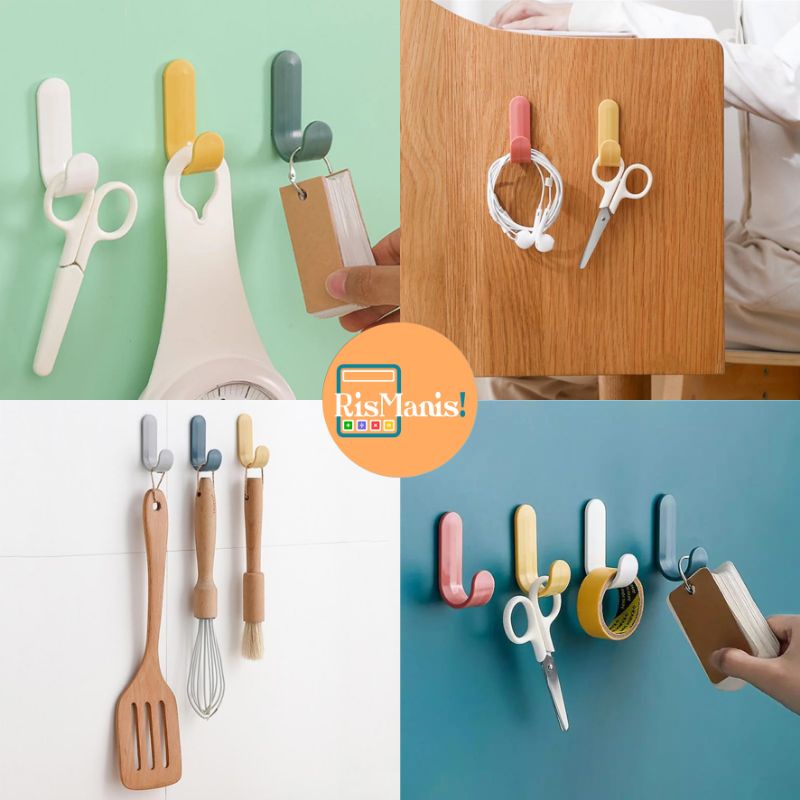 COLORFUL J SHAPE WALL HOOKS - Pengait Gantungan Dinding Bentuk Huruf J Hook Hanger Aneka Warna Lucu