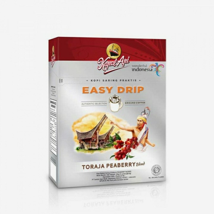 

Kopi Saring Kapal Api Easy Drip Toraja Peaberry box isi 5 10gr kapal api toraja peaberry 10grx5pcs