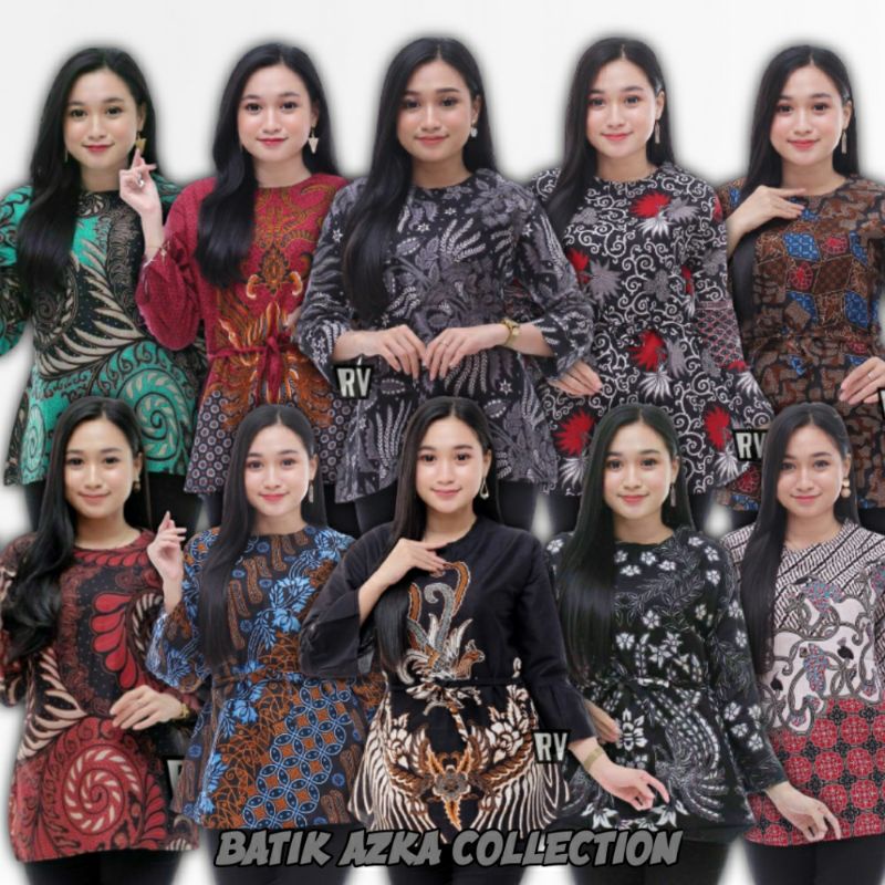 Atasan Blouse Batik Wanita Fashion Wanita Kekinian Batik kombinasi Big Size M L XL Asli Pekalongan
