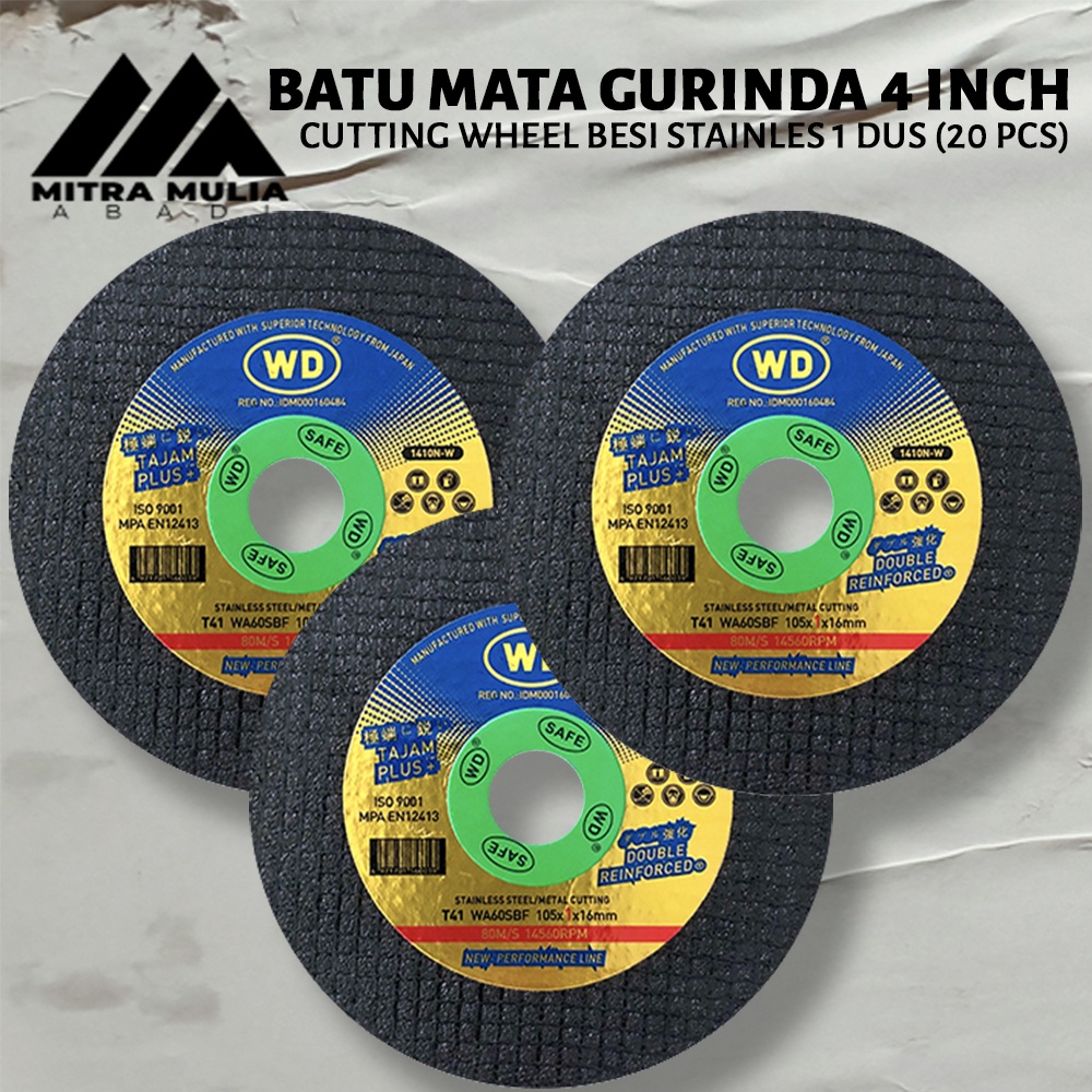 Batu Mata Gurinda 4 Inci WD Gerinda Potong Cutting Wheel Besi Stainles 1 Dus (20Pcs)