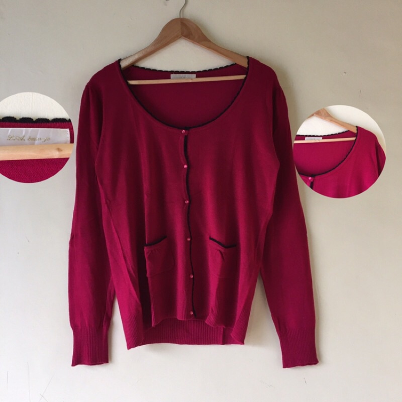 [BISA COD✅] Cardigan Thrift/Knitwear Rajut Atasan Wanita All Brand-Beau-je pink