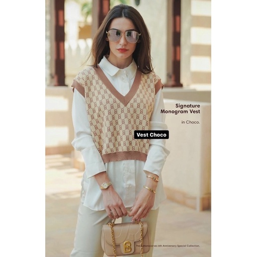 Benang Jarum signature monogram Vest Choco