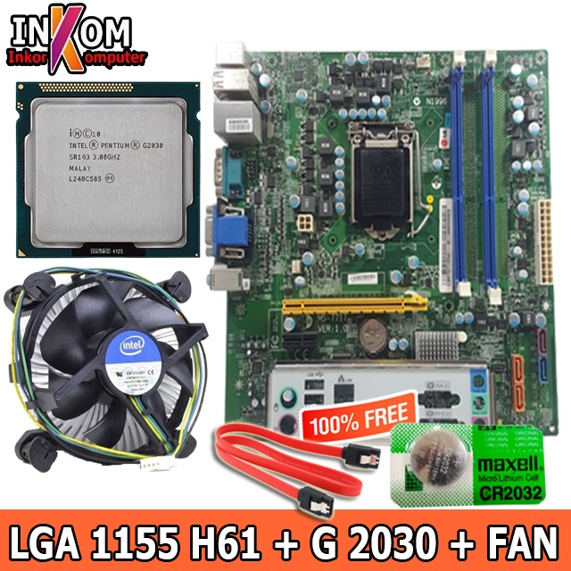 Mainboard Mobo LGA 1155 H61 OEM plus processor Pentium G2030