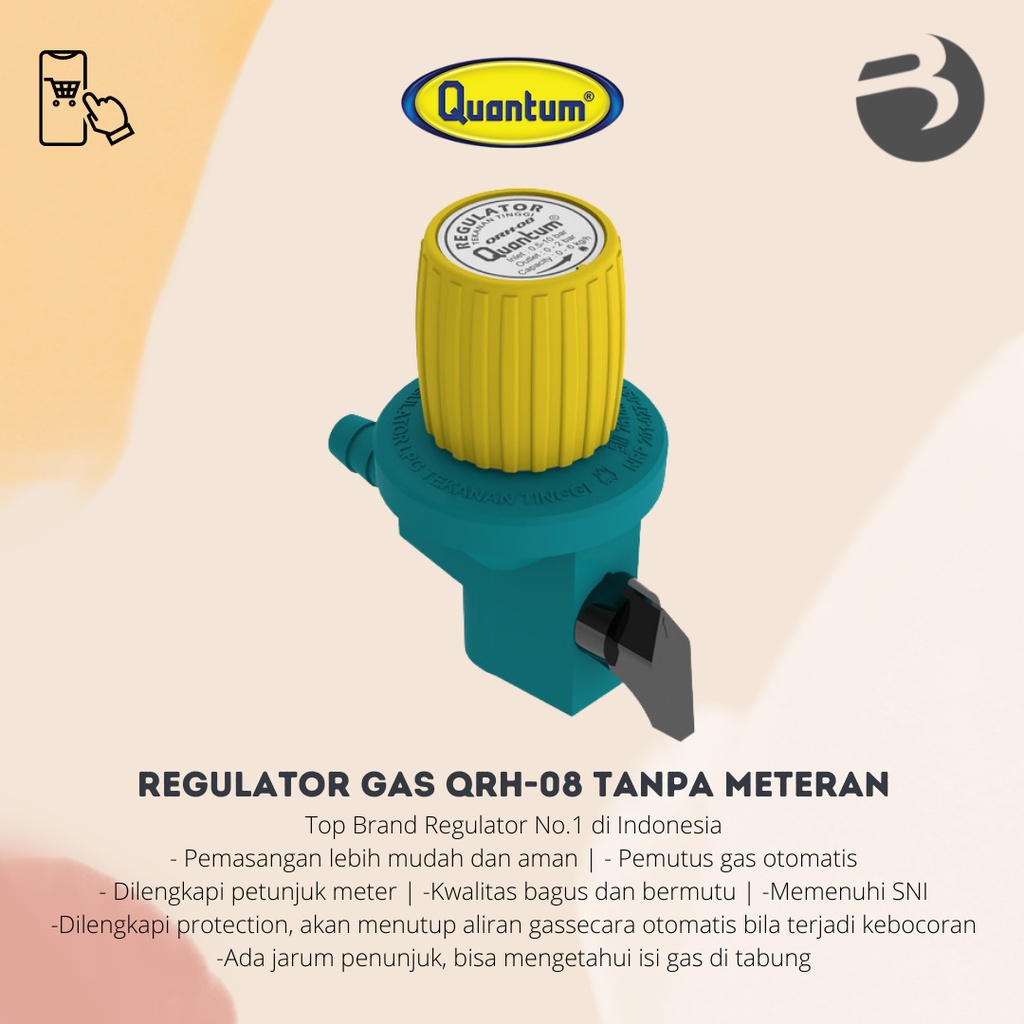 Regulator Gas Tekanan Tinggi Quantum QRH-08 Tanpa Meteran