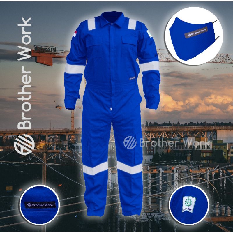 wearpack safety lajur warna biru terbaru-seragam kerja-baju kerja-pakaian kerja-wearpack berkualitas