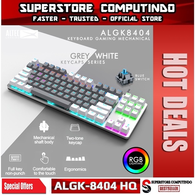 Keyboard Gaming Mechanical TKL Altec Lansing ALGK-8404 HQ Grey White