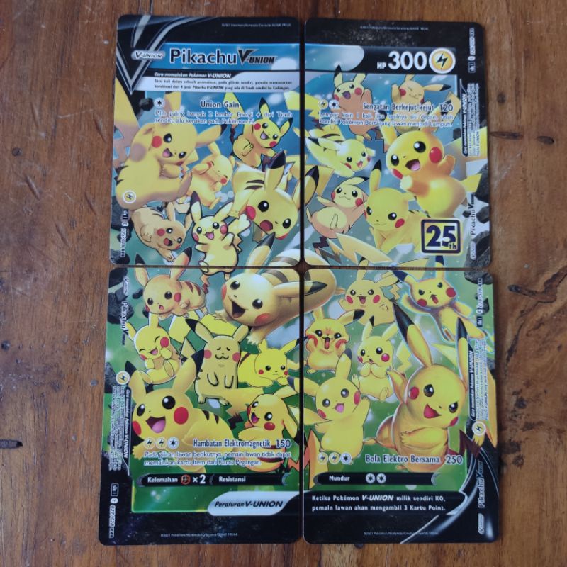 KARTU POKEMON TCG PIKACHU V UNION 25TH ANNIVERSARY INDONESIA SET 4 KARTU ORIGINAL