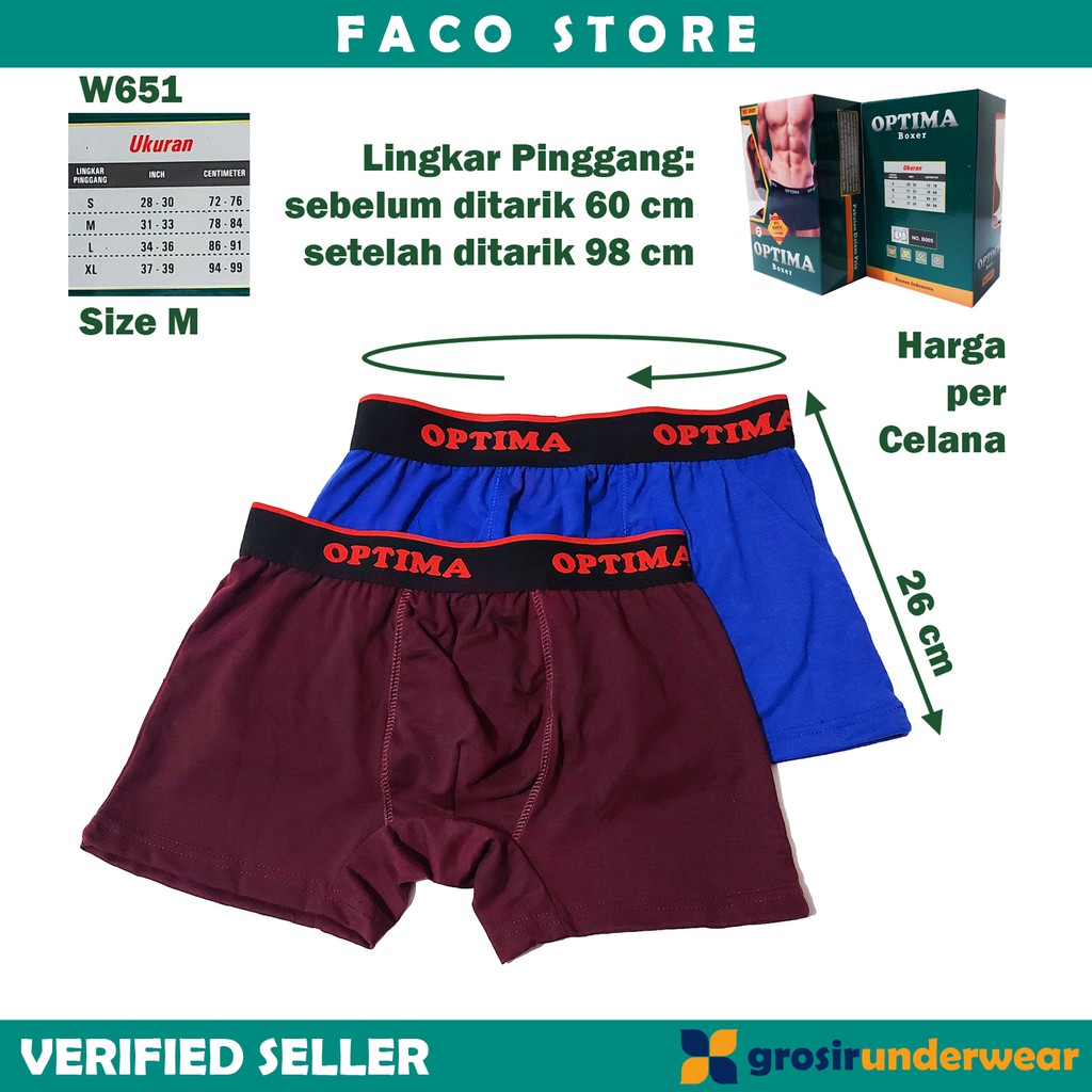 F51 - Boxer Pria - Celana Dalam Laki-Laki CD Cowok Men Underwear Bahan Nyaman - Merk OPTIMA [1 PC]