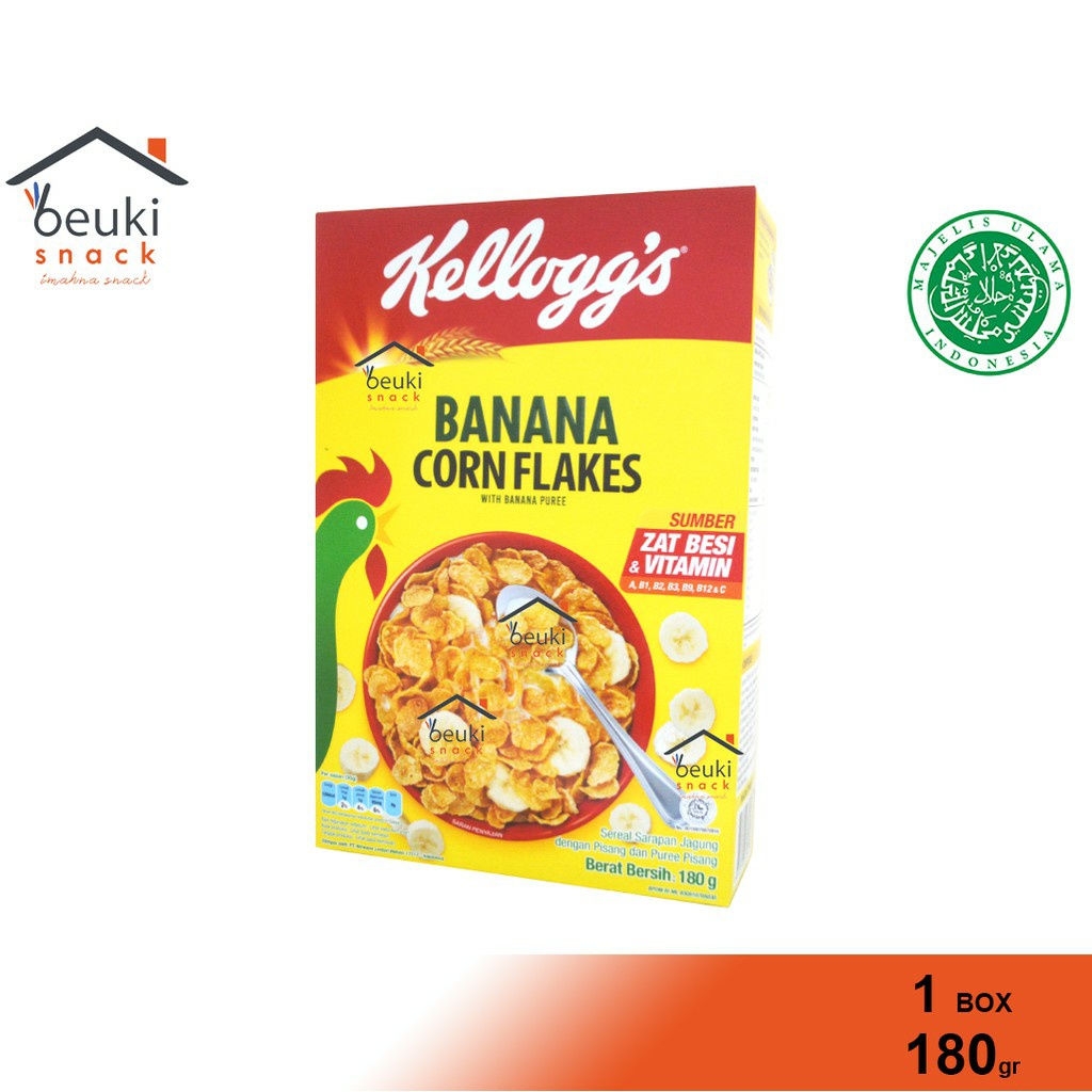 

BOX Kelloggs Corn Flakes Banana Sereal Rasa Pisang Import - 180GR