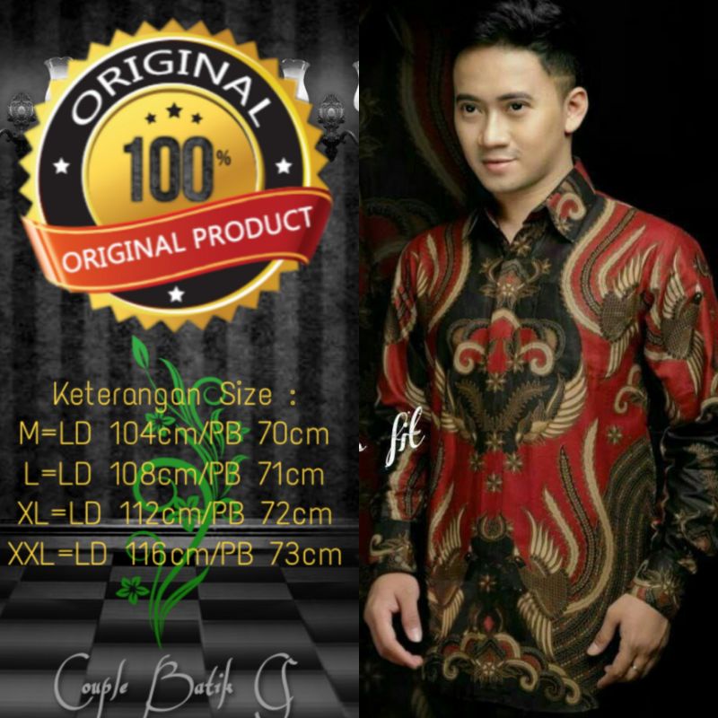 KRMEJA BATIK PRIA LENGAN PANJANG_BAJU BATIK MODERN_ATASAN BATIK PRIA_MOTIF IRONMAN MERAH