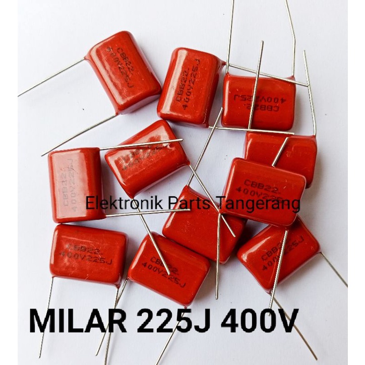 KAPASITOR MILAR 225J 400V CBB CAPACITOR MYLAR 225J 400V CAPACITOR MILAR 225J 400V MILAR 225J 400V KA