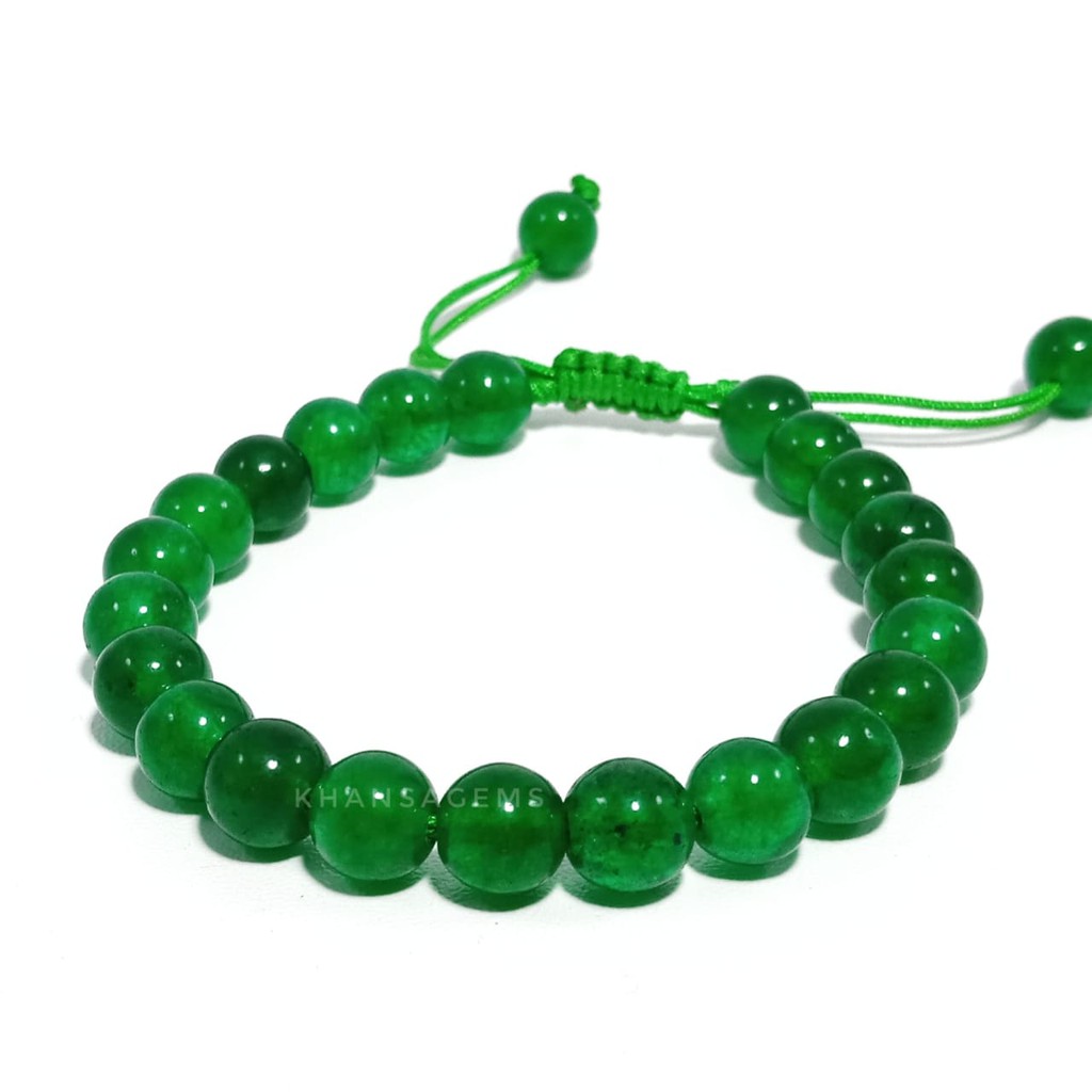 Gelang Batu Natural Green Chalcedony 8 Mm Model Tali Serut Pria Dan Wanita Tampil Lebih Gaya