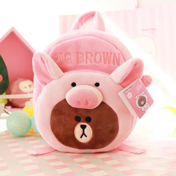 LITTLE BAG LINE FRIENDS DINO BROWN TAS ANAK - DINO BROWN