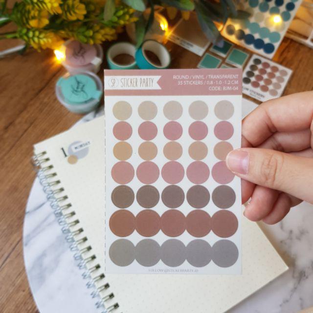 [Sticker Party] Sticker Dot Mini Transparan Bulat Warna Palette Gradasi 0,8 CM- 1CM-04-Rose